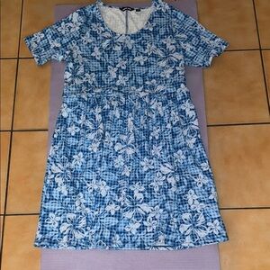 Lands' End Blue and White Floral Midi Dress 142